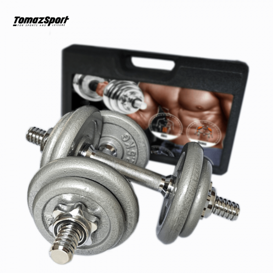 Regulējama svara komplekts tērauda hanteles Tomaz Sport Steel Power 2x10 kg