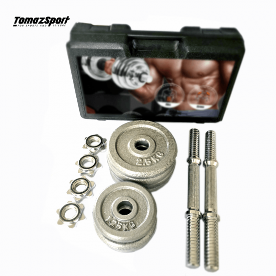 Regulējama svara komplekts tērauda hanteles Tomaz Sport Steel Power 2x10 kg