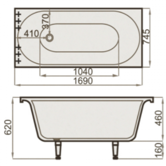 Akmens Masės Vonia SPN Izabella 169x74,5 cm.