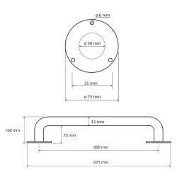Laikiklis BEMETA Help 60 cm. Tiesus, Baltas