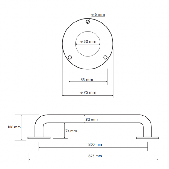 Laikiklis BEMETA Help 80 cm. Tiesus, Baltas