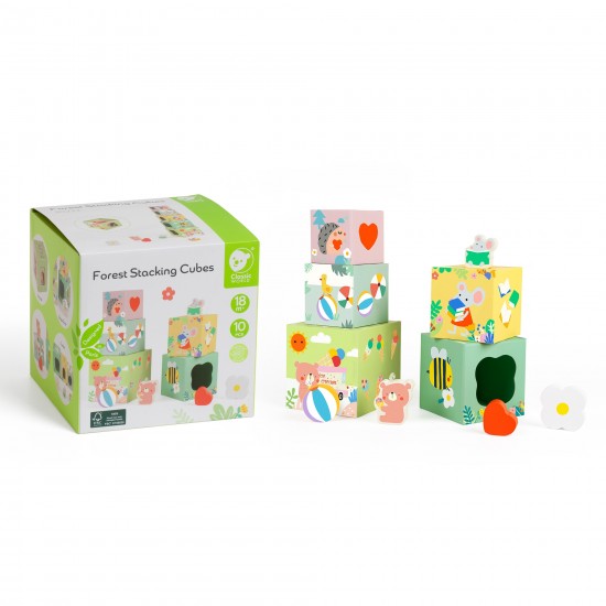 CLASSIC WORLD miško tema dėlionė – piramidė iš dėžučių ir kaladėlių, 10 dalių, FSC