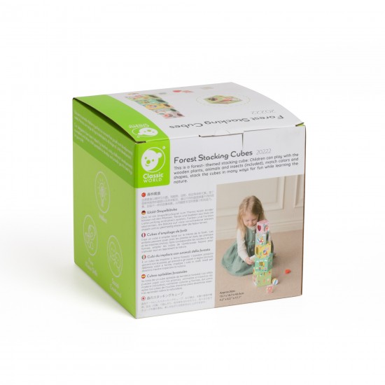 CLASSIC WORLD miško tema dėlionė – piramidė iš dėžučių ir kaladėlių, 10 dalių, FSC