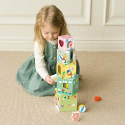 CLASSIC WORLD miško tema dėlionė – piramidė iš dėžučių ir kaladėlių, 10 dalių, FSC