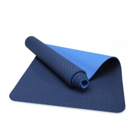 Dvipusis mankštos kilimėlis THOMS Comfort Blue 183x61cm, TPE storis 8mm