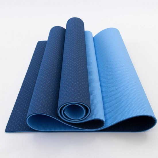 Dvipusis mankštos kilimėlis THOMS Comfort Blue 183x61cm, TPE storis 8mm