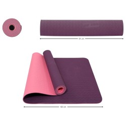 Dvipusis mankštos kilimėlis THOMS Comfort Purple-Pink 183x61cm, TPE storis 8mm
