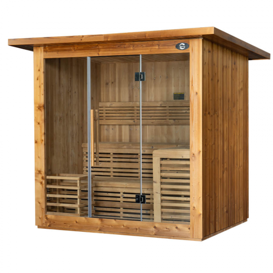 Sausā dārza sauna AMO-SS1320 ar krāsni 175x130x200cm trīsvietīga