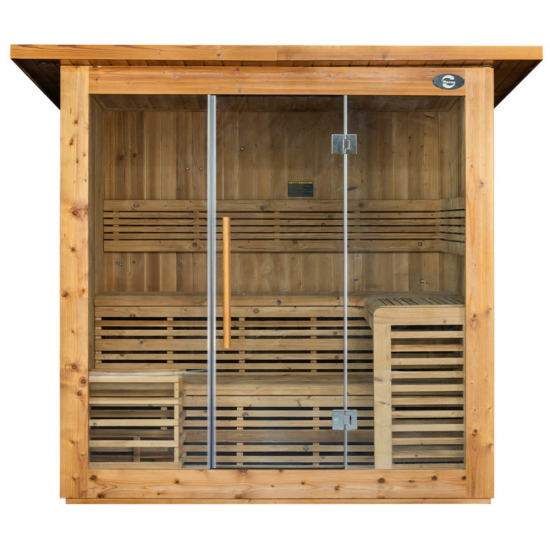 Sausā dārza sauna AMO-SS1320 ar krāsni 175x130x200cm trīsvietīga