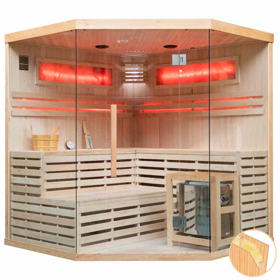 Sausā sauna AMO-EA4CS ar krāsni 180x180x200 četrvietīgs