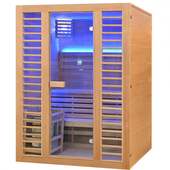 Sausā sauna AMO-TS3B XL ar krāsni 150x150x200 trīsvietīga