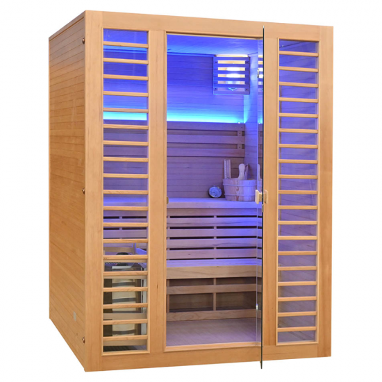 Sausā sauna AMO-TS3B XL ar krāsni 150x150x200 trīsvietīga