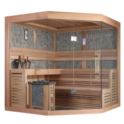 Sausā sauna AMUE-1242 ar plīti 200x200x210cm četrvietīga