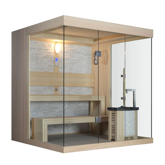 Sausā sauna AMUE-1250 ar plīti 220x180x210cm četrvietīga