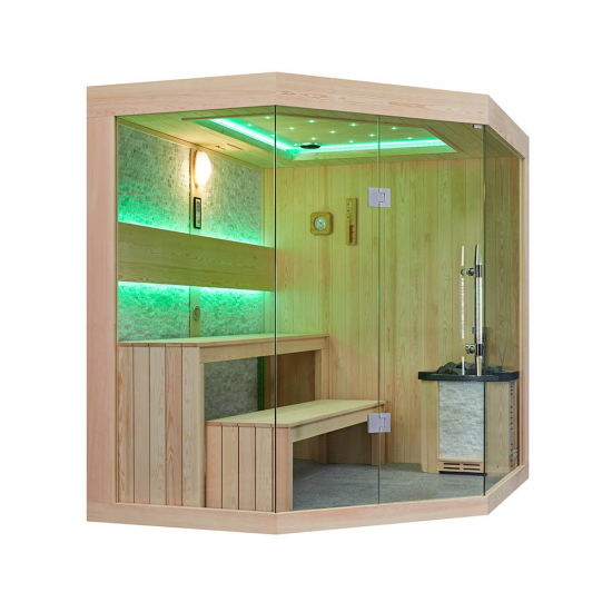 Sausā sauna AMUE-1251 ar plīti 220x180x210cm četrvietīga