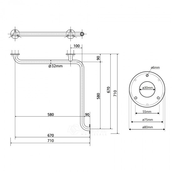 Dušo porankis BEMETA 71x71 Chromas