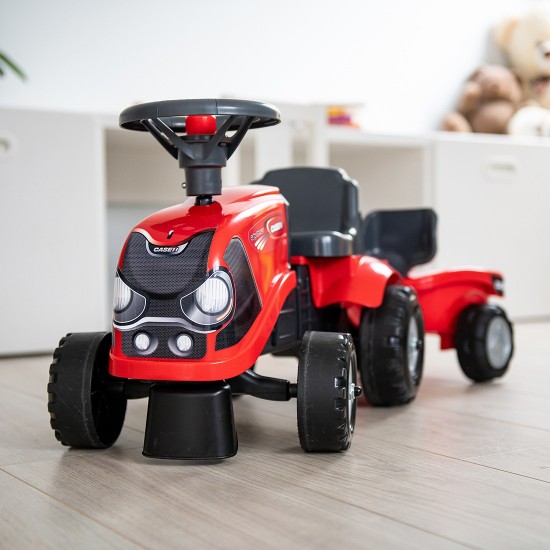 FALK CASE IH vaikiškas traktorius-paspirtukas su priekaba