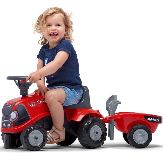 FALK CASE IH vaikiškas traktorius-paspirtukas su priekaba