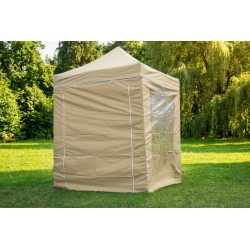 Sulankstoma „Pop Up“ pavėsinė su sienelėmis 2 × 2 m – smėlio spalvos, H serija, plieninė konstrukcija