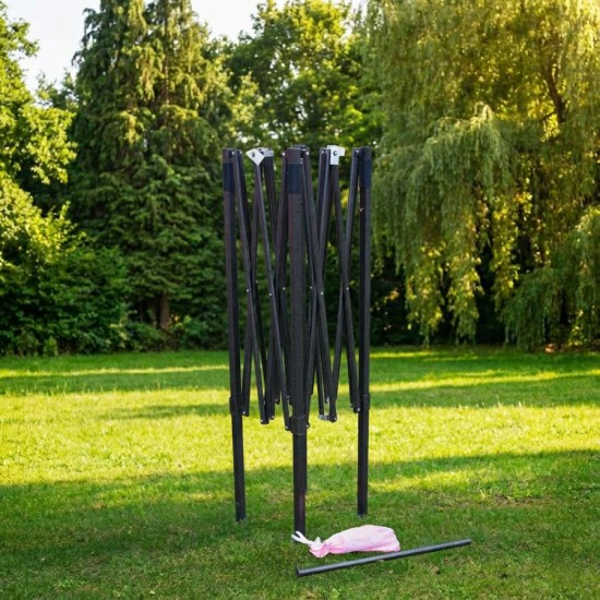 Sulankstoma „Pop Up“ pavėsinė su sienelėmis 2 × 2 m – smėlio spalvos, H serija, plieninė konstrukcija