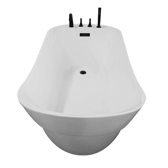 Laisvai stovinti vonia su juodu maišytuvu AMO-1036D 170x80x72 cm