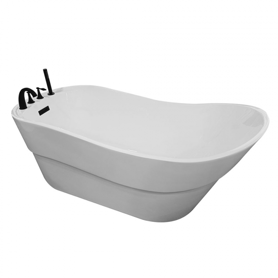 Laisvai stovinti vonia su juodu maišytuvu AMO-1036D 170x80x72 cm