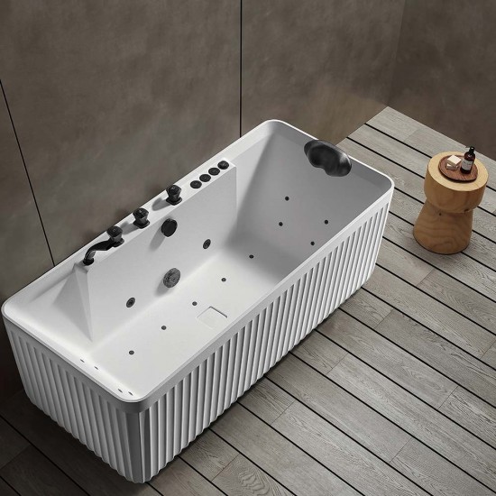 Laisvai pastatoma prie sienos montuojama SPA vonia su hidromasažu AMUE-D005W 170x75x60 cm