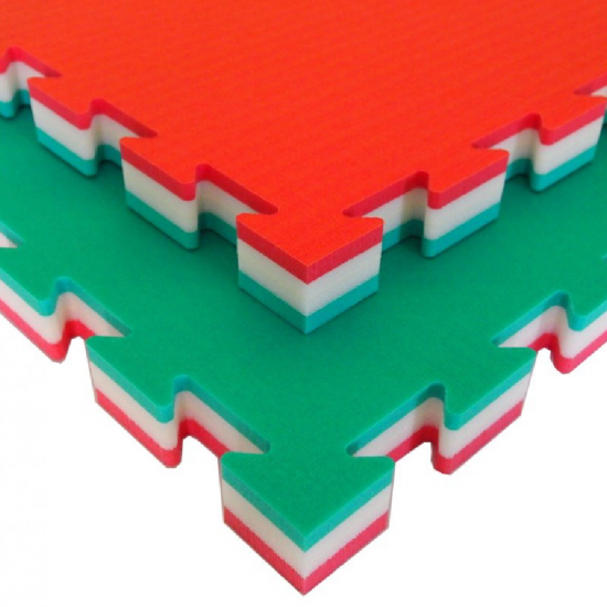 Grindų Danga Tatami J50R Žalia Balta Raudona 100x100x5,0 Tankis 100/30 kg/m³