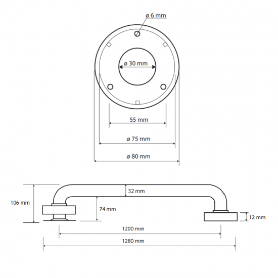 Laikiklis BEMETA Help 120 cm. Tesus, Nerūdijančio plieno, Šlifuotas
