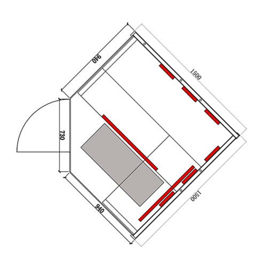 Infrasarkanā sauna AMO-EA3CR-JK 150x150x200cm Trīsvietīga