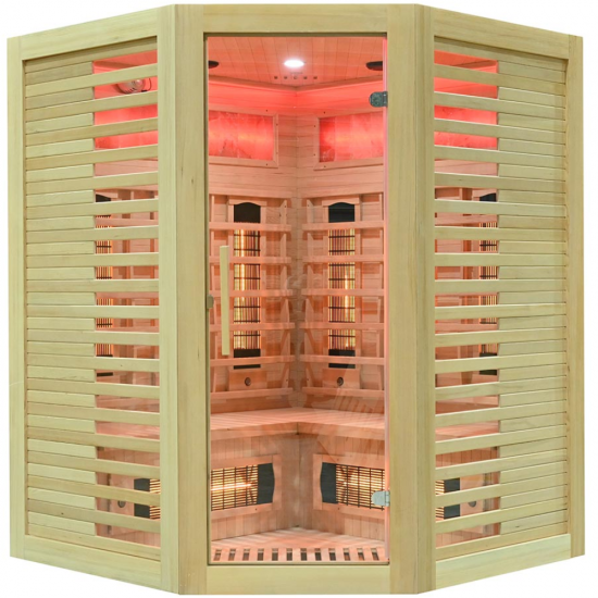 Infrasarkanā sauna AMO-RL3CS ar sāls akmeni 150x150x190cm trīsvietīga