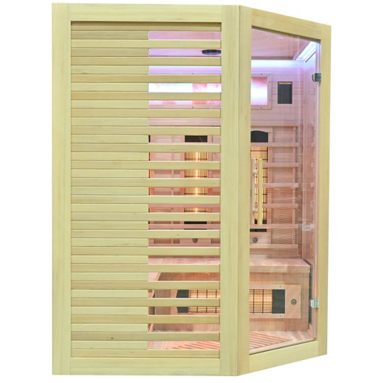 Infrasarkanā sauna AMO-RL3CS ar sāls akmeni 150x150x190cm trīsvietīga