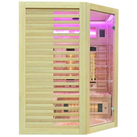 Infrasarkanā sauna AMO-RL3CS ar sāls akmeni 150x150x190cm trīsvietīga