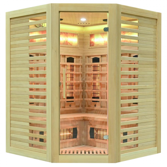 Infrasarkanā sauna AMO-RL3CS ar sāls akmeni 150x150x190cm trīsvietīga