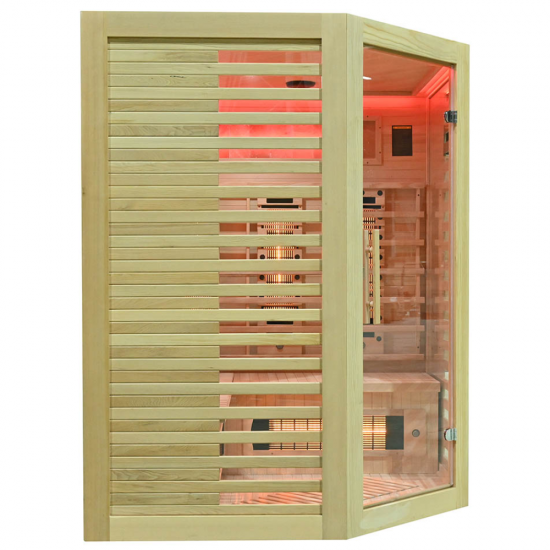 Infrasarkanā sauna AMO-RL3CST ar sāls akmeni un turmalīniem 150x150x190cm trīsvietīga