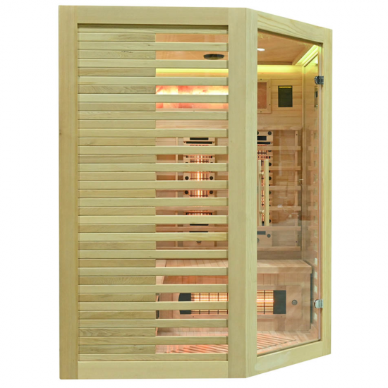 Infrasarkanā sauna AMO-RL3CST ar sāls akmeni un turmalīniem 150x150x190cm trīsvietīga