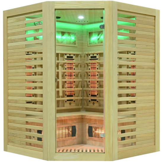 Infrasarkanā sauna AMO-RL3CST ar sāls akmeni un turmalīniem 150x150x190cm trīsvietīga