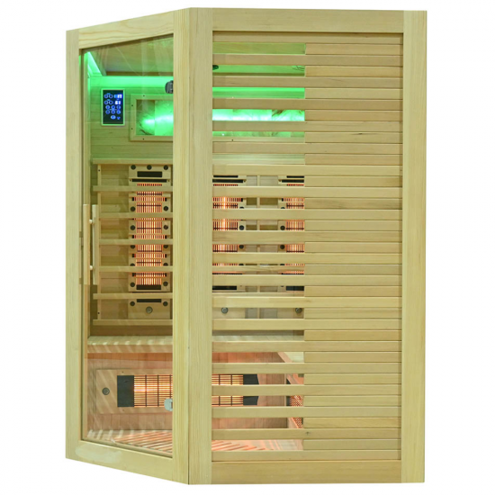 Infrasarkanā sauna AMO-RL3CST ar sāls akmeni un turmalīniem 150x150x190cm trīsvietīga