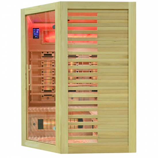 Infrasarkanā sauna AMO-RL3CST ar sāls akmeni un turmalīniem 150x150x190cm trīsvietīga