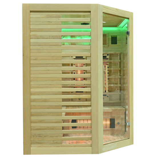 Infrasarkanā sauna AMO-RL3CST ar sāls akmeni un turmalīniem 150x150x190cm trīsvietīga