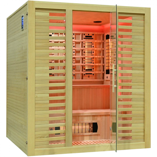 Infrasarkanā sauna AMO-RL4ST XL ar sāls akmeni un turmalīniem 180x160x200cm četrvietīga