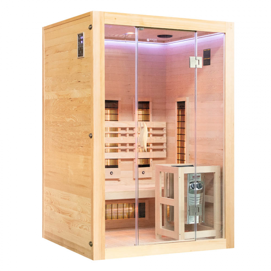 Infrasarkanā pirts ar HARVIA 3,5 kW sildītāju un sālsakmeni AMO-SW2 COMBO 130x110x190 cm Infrasarkanā pirts ar HARVIA 3,5 kW sildītāju un sālsakmeni AMO-SW2 COMBO 130x110x190 cm