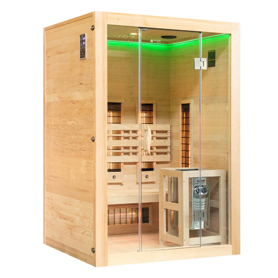 Infrasarkanā pirts ar HARVIA 3,5 kW sildītāju un sālsakmeni AMO-SW2 COMBO 130x110x190 cm Infrasarkanā pirts ar HARVIA 3,5 kW sildītāju un sālsakmeni AMO-SW2 COMBO 130x110x190 cm