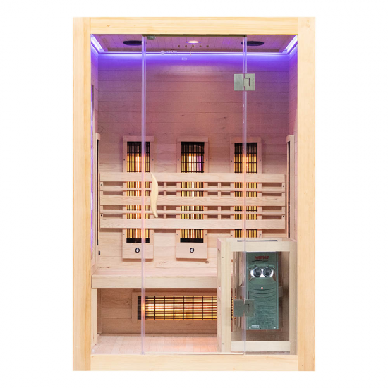 Infraraudonųjų spindulių pirtis su HARVIA 3,5 kW krosnele ir druskos akmeniu AMO-SW2 COMBO 130x110x190 cm