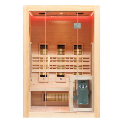 Infrasarkanā pirts ar HARVIA 3,5 kW sildītāju un sālsakmeni AMO-SW2 COMBO 130x110x190 cm