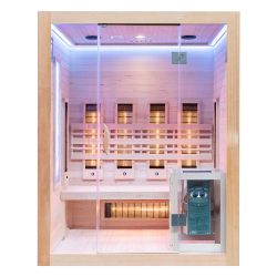 Infrasarkanā pirts ar HARVIA 4,5 kW sildītāju un sālsakmeni AMO-SW3 COMBO 150x120x190 cm