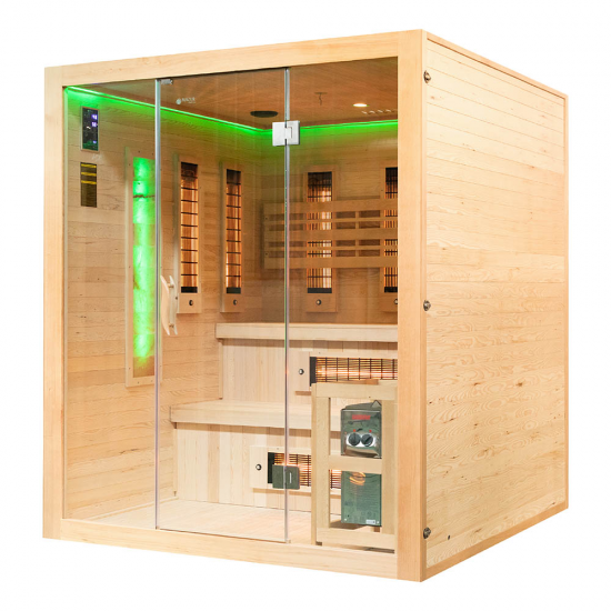 Infrasarkanā pirts ar HARVIA 8 kW sildītāju un sālsakmeni AMO-SW4 COMBO 175x175x200 cm Infrasarkanā pirts ar HARVIA 8 kW sildītāju un sālsakmeni AMO-SW4 COMBO 175x175x200 cm