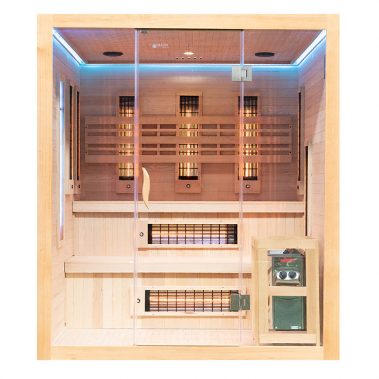 Infrasarkanā pirts ar HARVIA 8 kW sildītāju un sālsakmeni AMO-SW4 COMBO 175x175x200 cm Infrasarkanā pirts ar HARVIA 8 kW sildītāju un sālsakmeni AMO-SW4 COMBO 175x175x200 cm