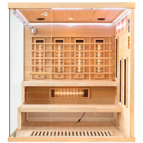 Infraraudonųjų spindulių pirtis su druskos akmenims AMO-EP4RS XL kairė 180x160x200 cm Infraraudonųjų spindulių pirtis su druskos akmenims AMO-EP4RS XL kairė 180x160x200 cm
