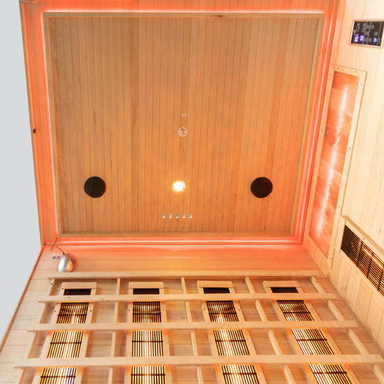 Infraraudonųjų spindulių pirtis su druskos akmenims AMO-EP4RS XL kairė 180x160x200 cm